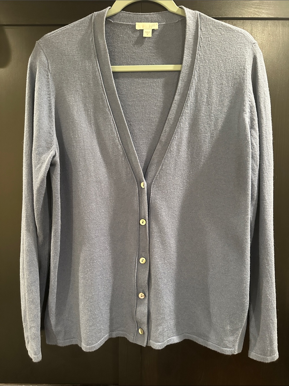 J. Jill Light Blue V-Neck Button Front Cardigan